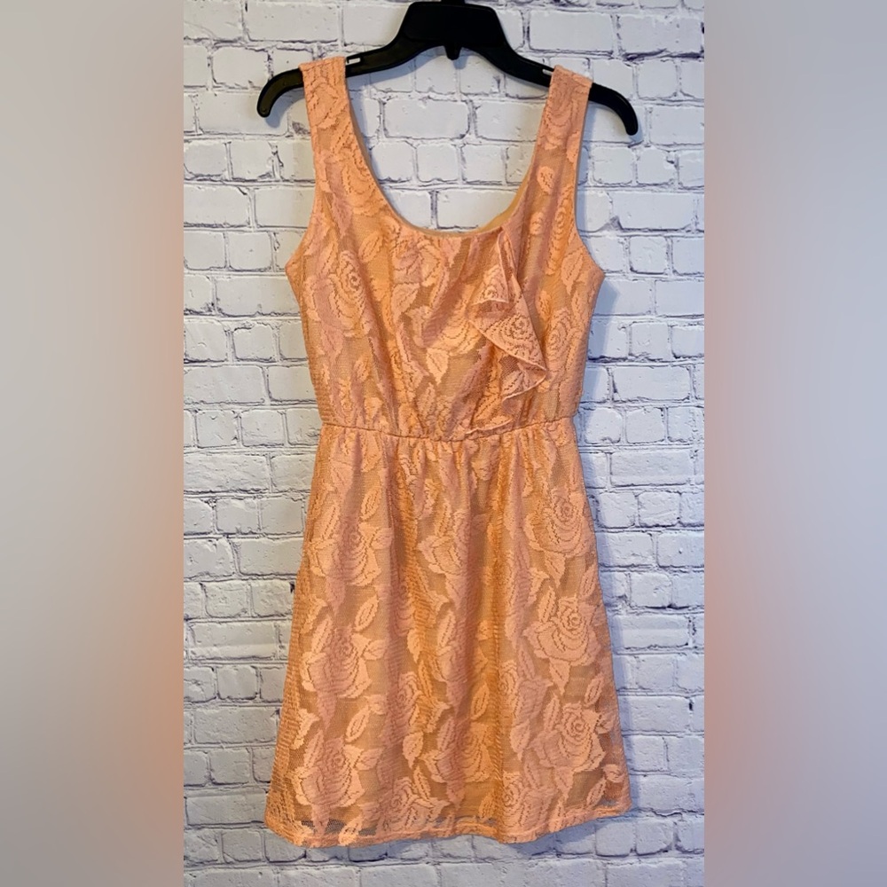 Elegant Peach Lace Dress